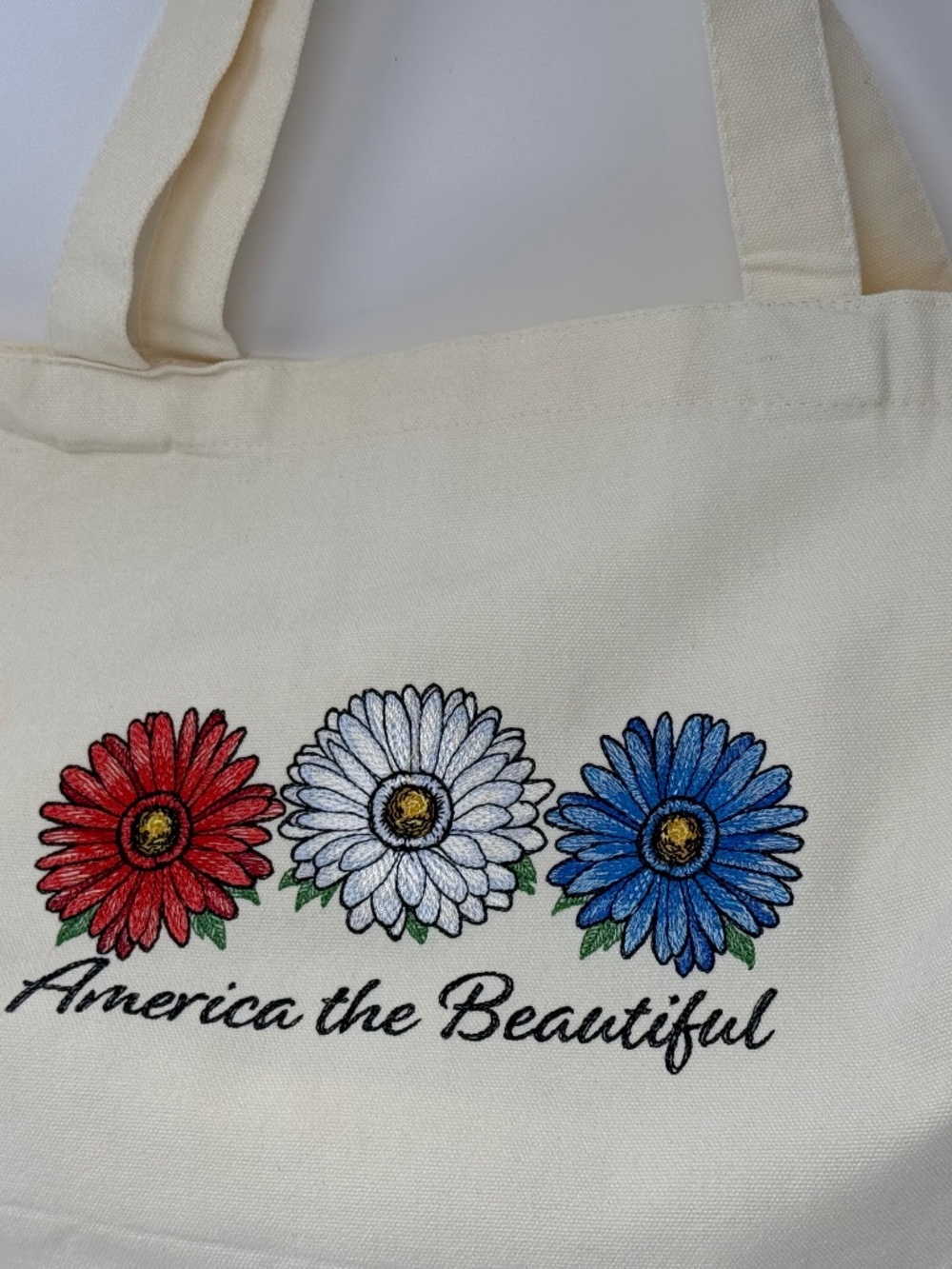 Patriotic Americana Embroidered canvas tote bag